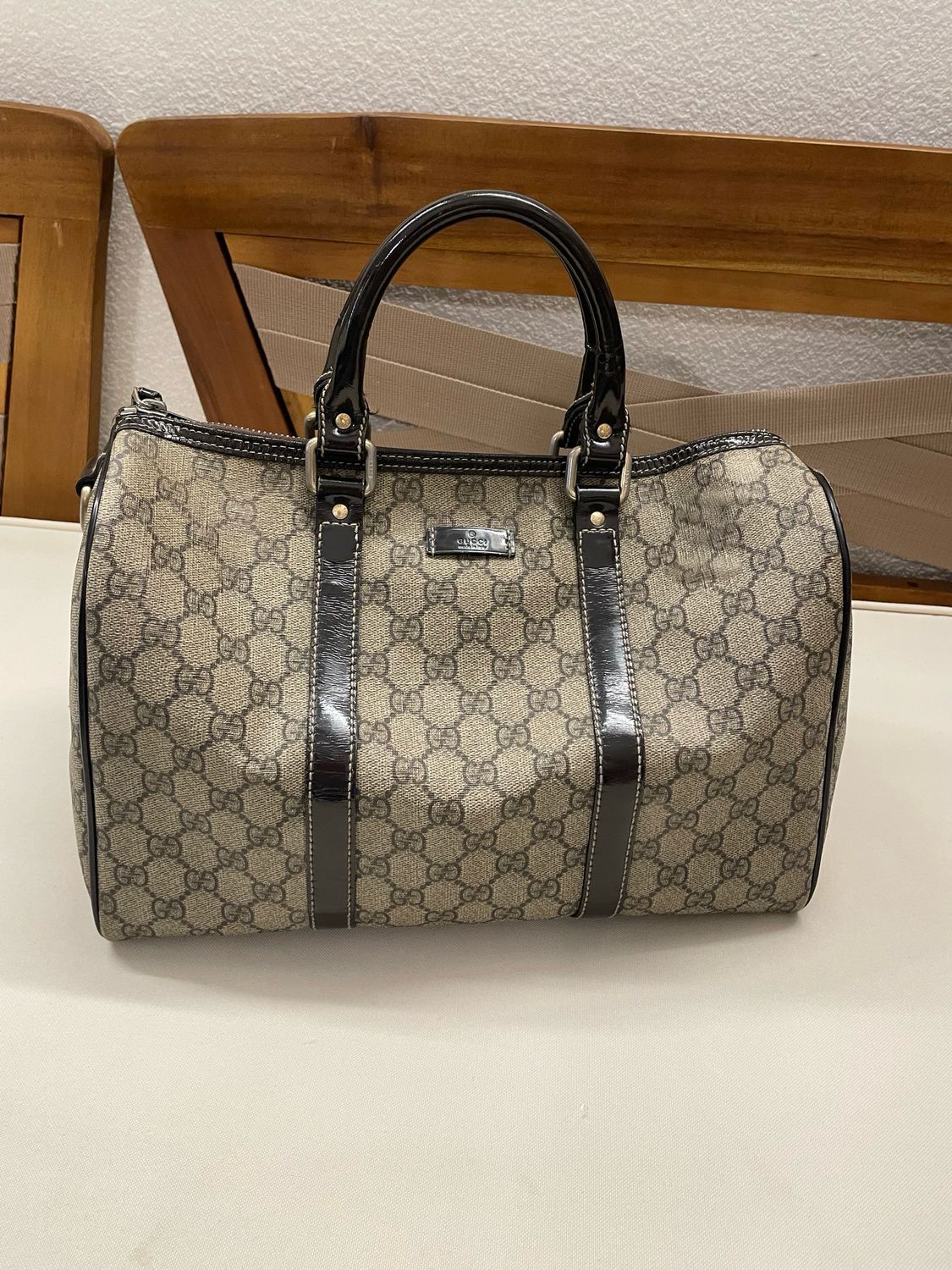 Gucci Joy Boston Satchel Tote Top Handle in Dark Brown