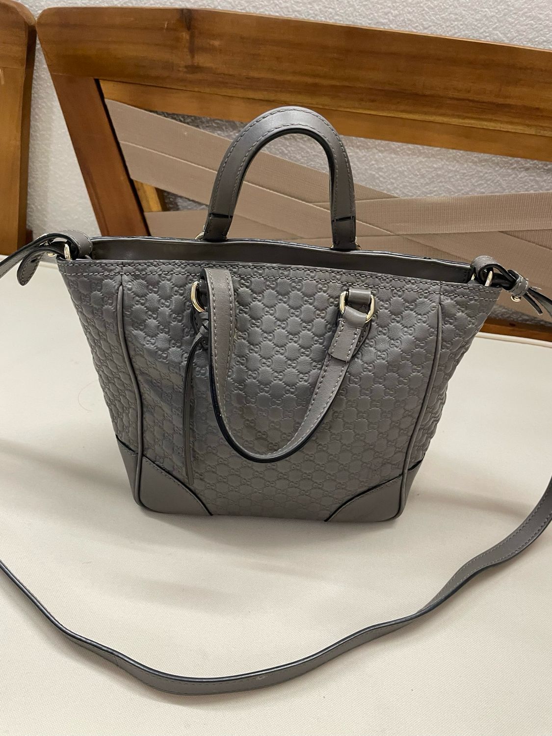 Gucci MicroMonogram Bree Small Sling in Gray
