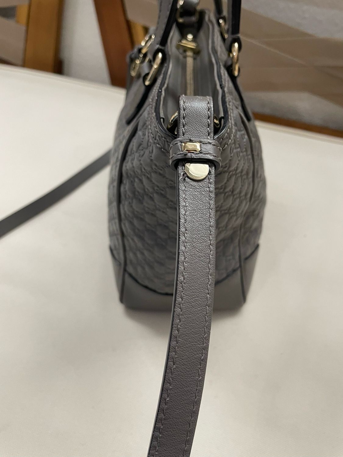 Gucci MicroMonogram Bree Small Sling in Gray