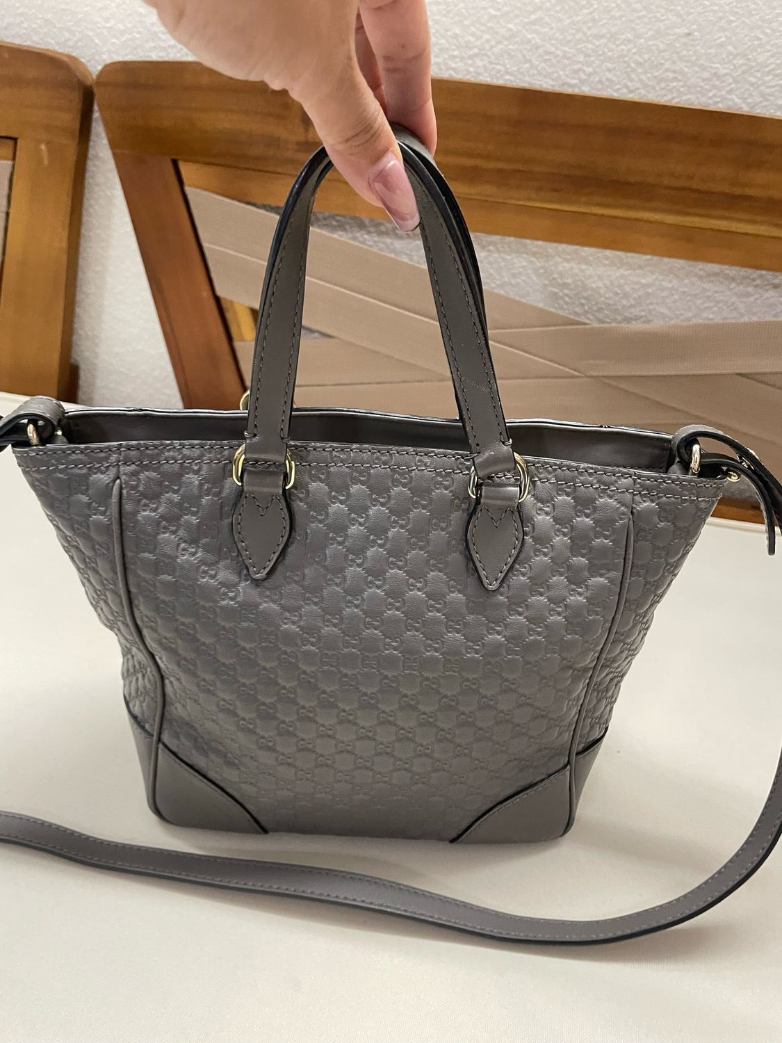 Gucci MicroMonogram Bree Small Sling in Gray