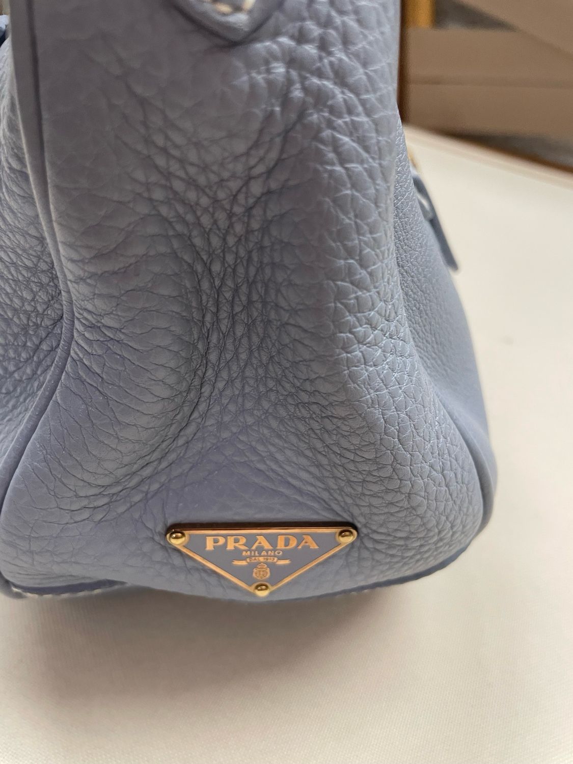 Prada Vitello Daino Hobo Shoulder in Light Blue