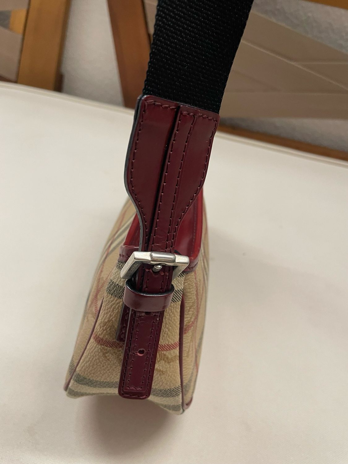 Burberry Haymarket Check Pochette Hobo Shoulder Zipper