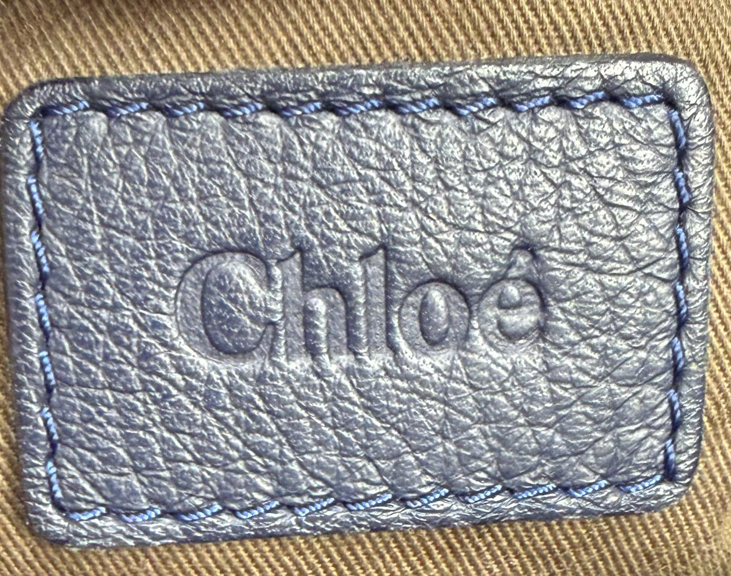 Chloe Marcie Pebbled Leather Saddle Large in Navy Blue