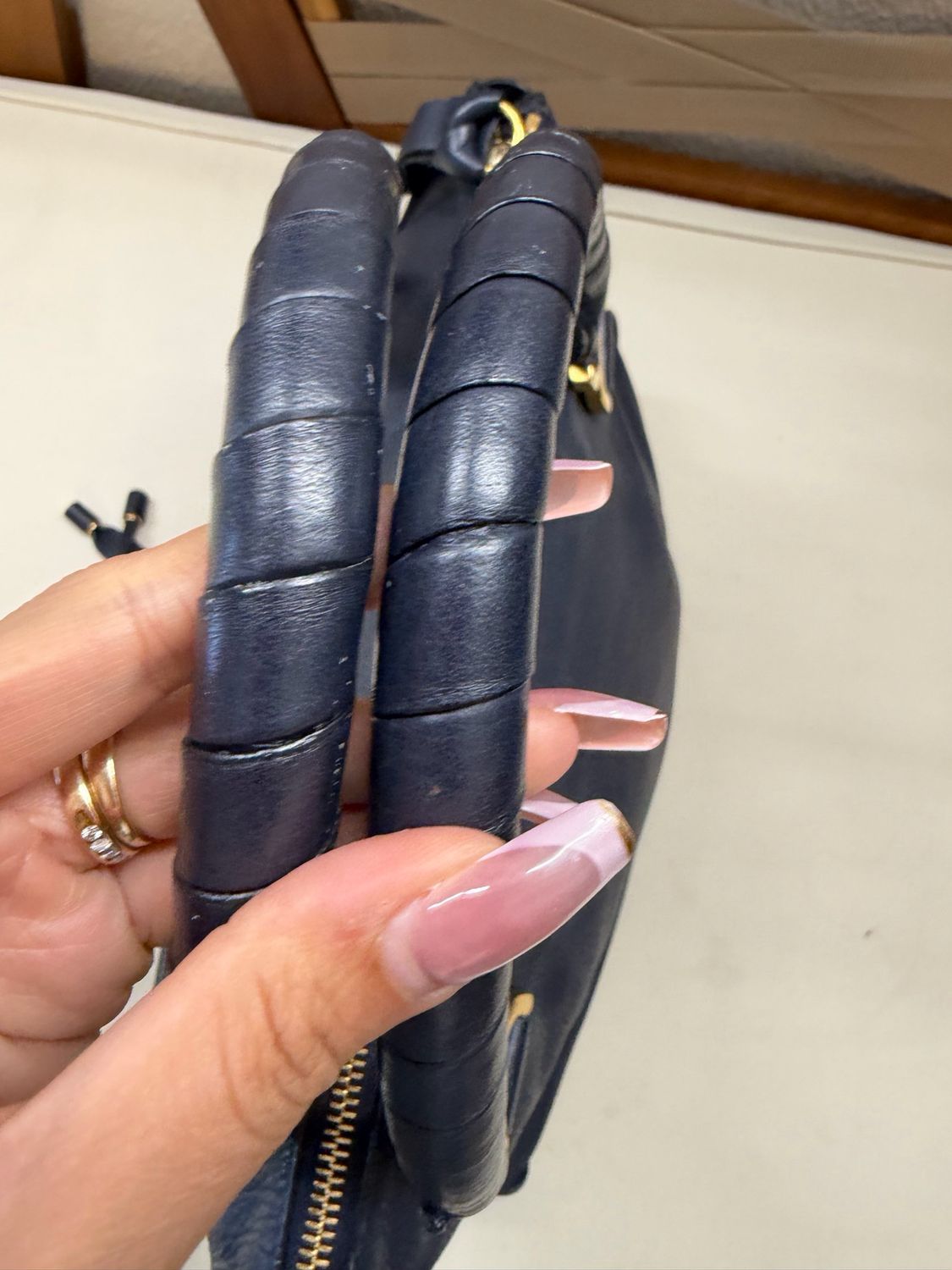 Chloe Marcie Pebbled Leather Saddle Large in Navy Blue