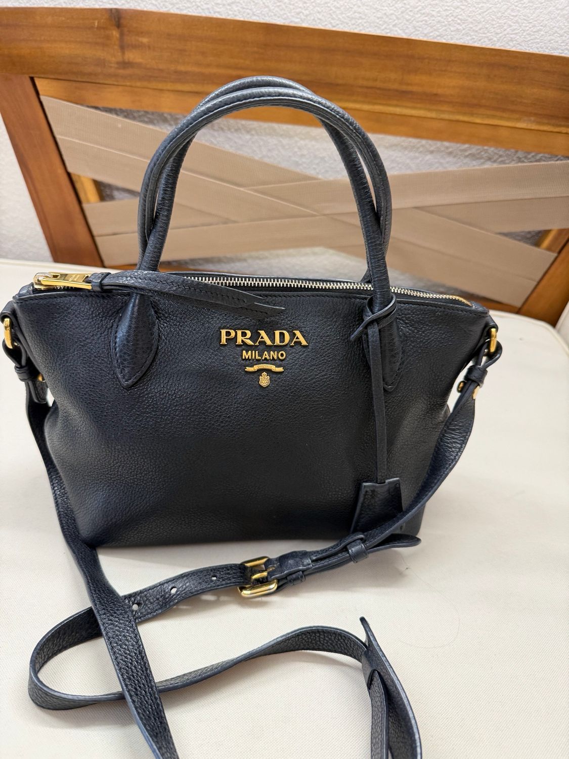 Prada Vitello Daino Crossbody Messenger Sling in Black
