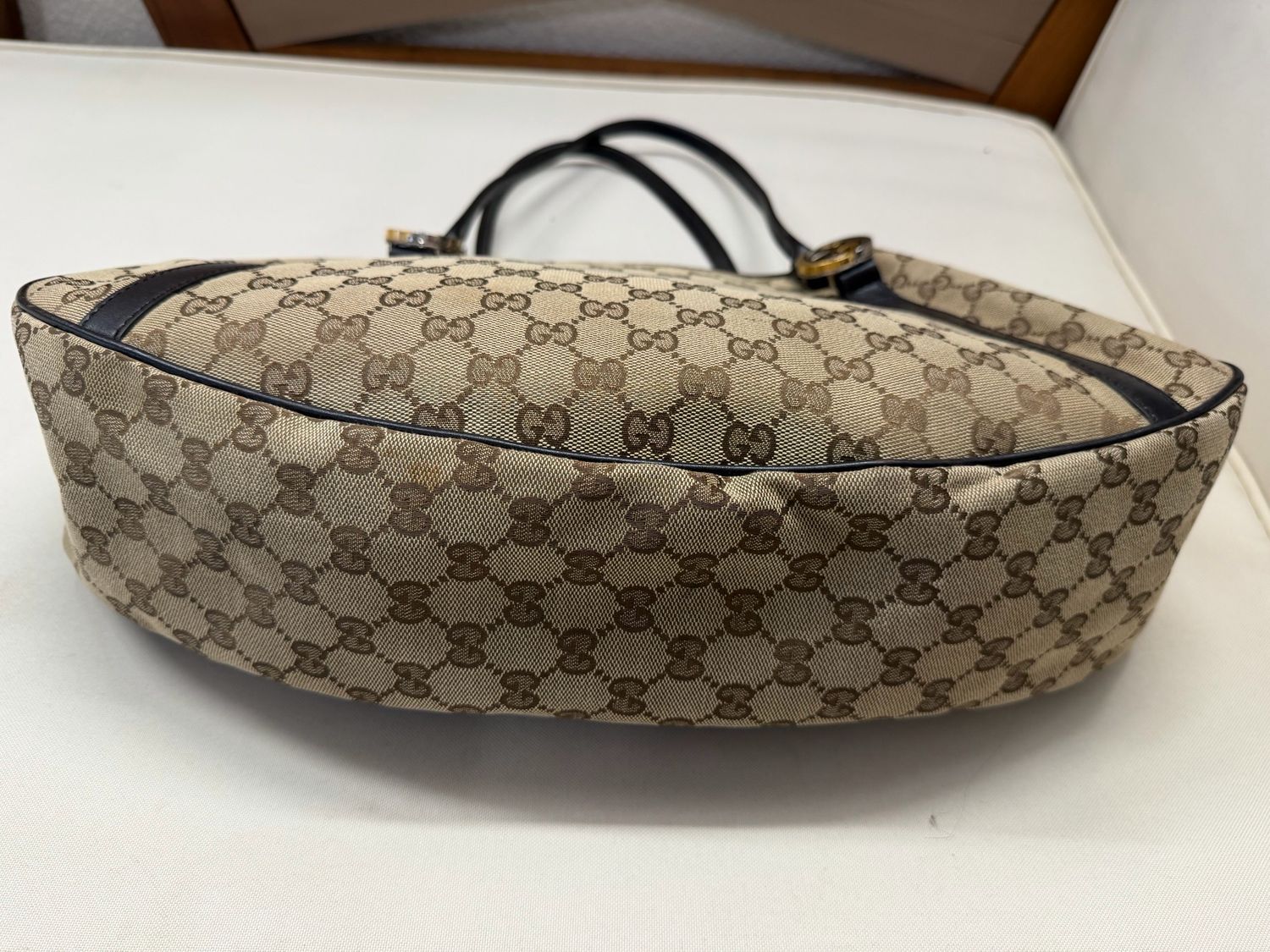 Gucci Monogram Canvas Twins Tote Shoulder Bag in Dark Brown