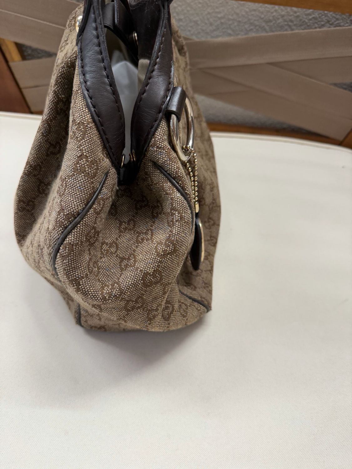 Gucci Monogram Canvas Sukey Denim Tote Shoulder Bag Medium in Brown