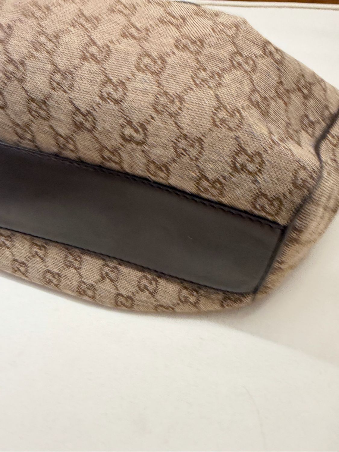 Gucci Monogram Canvas Sukey Denim Tote Shoulder Bag Medium in Brown