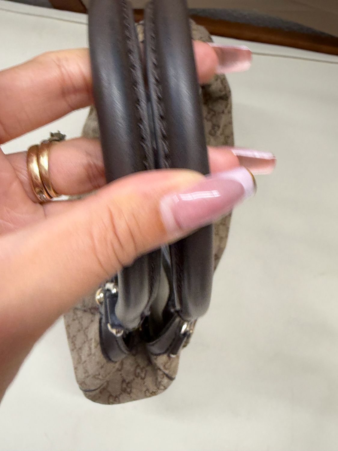 Gucci Monogram Canvas Sukey Denim Tote Shoulder Bag Medium in Brown