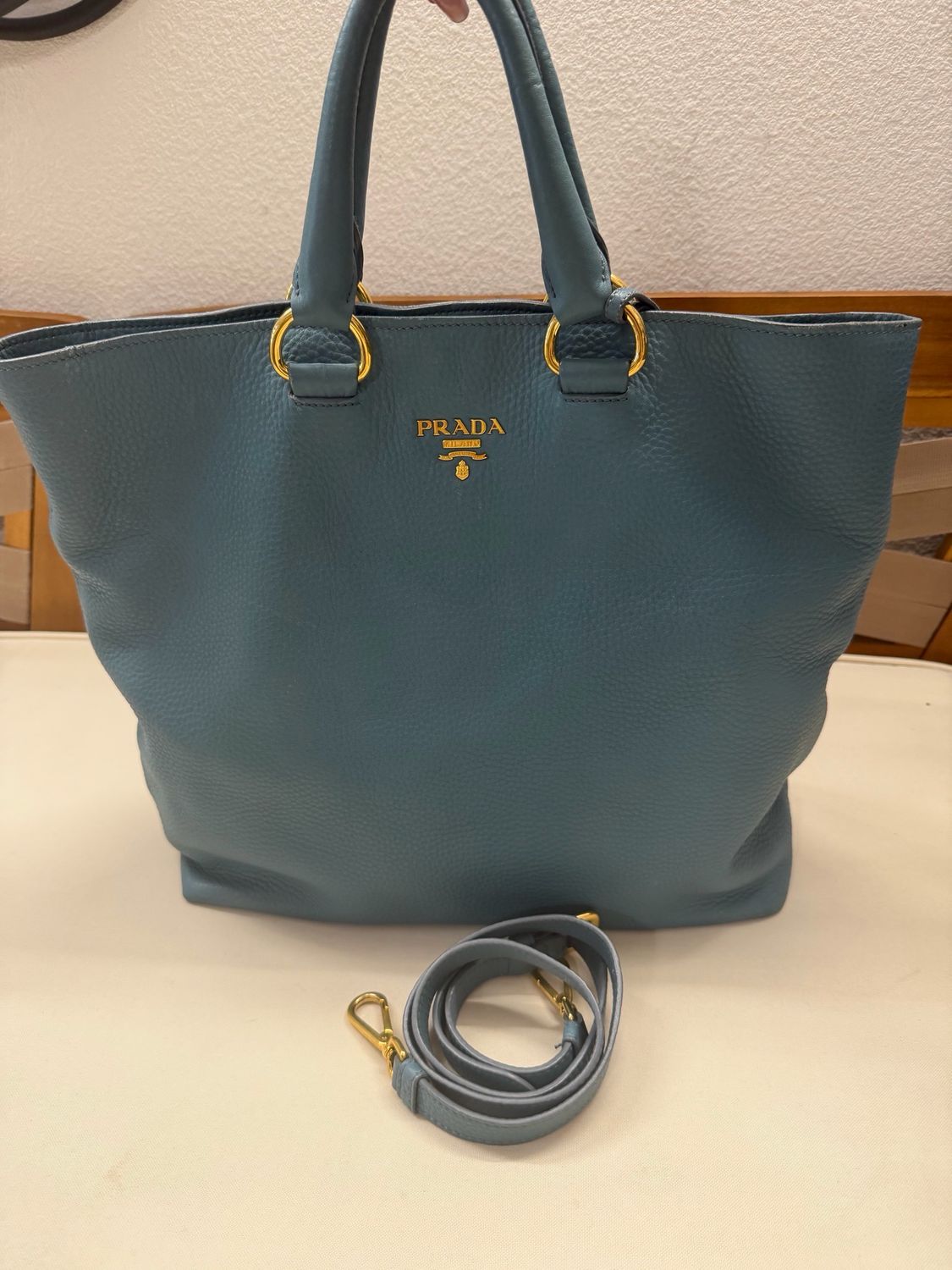 Prada Vitello Daino Pebbled Leather Shopper Sling
