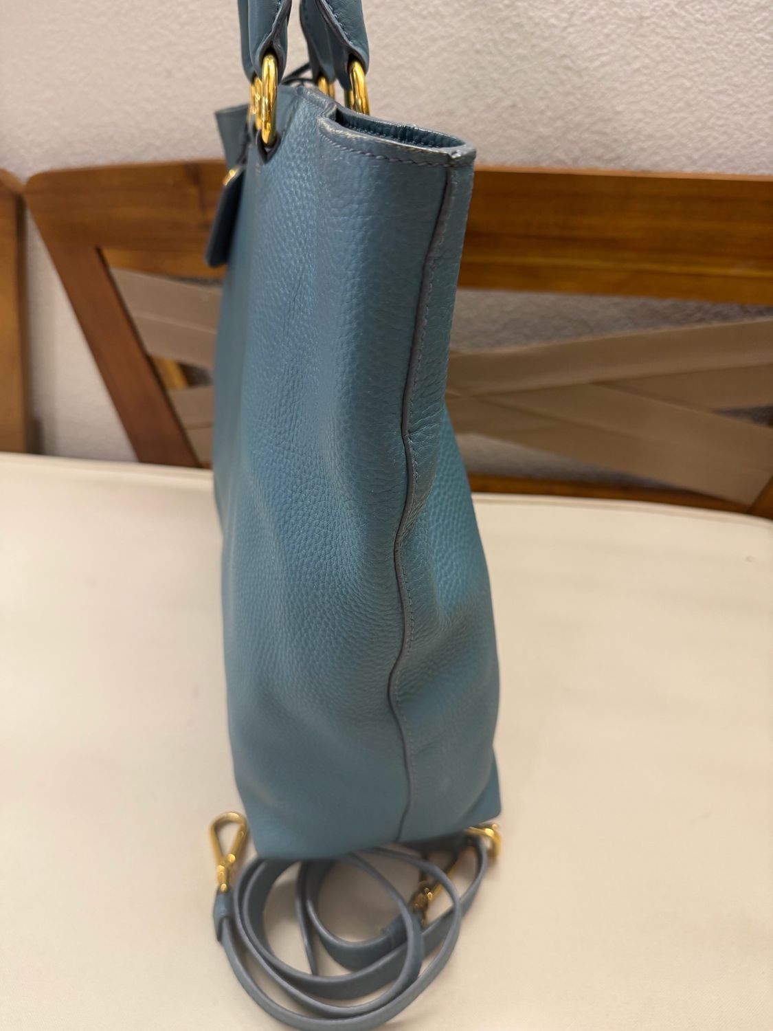 Prada Vitello Daino Pebbled Leather Shopper Sling