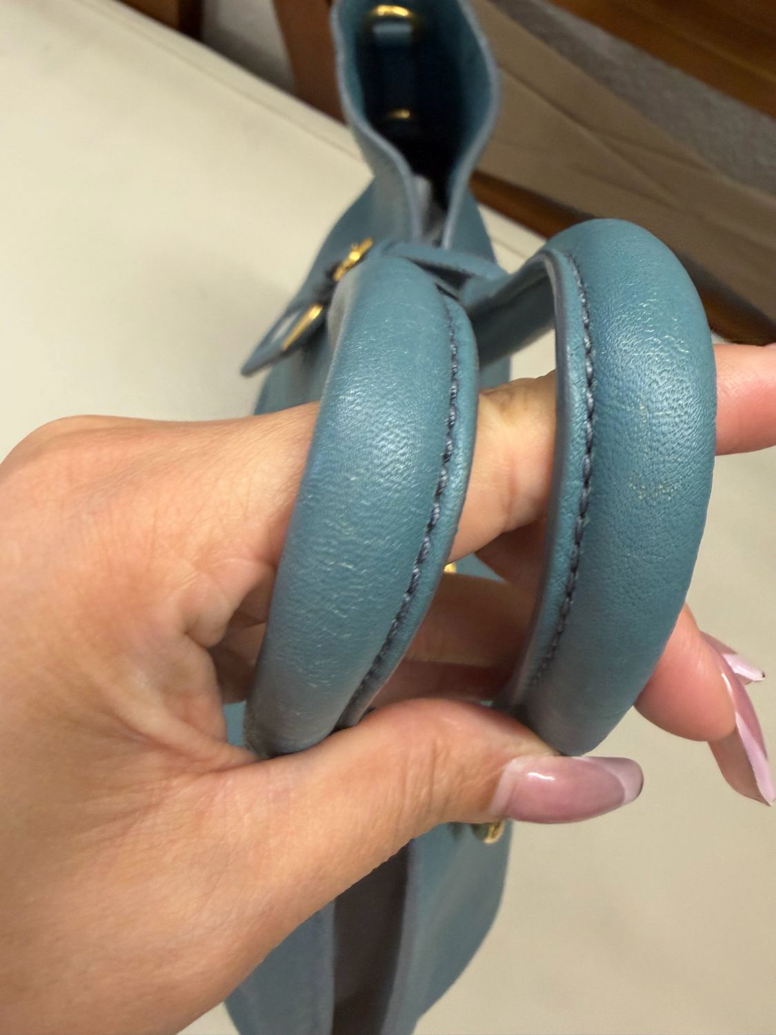 Prada Vitello Daino Pebbled Leather Shopper Sling