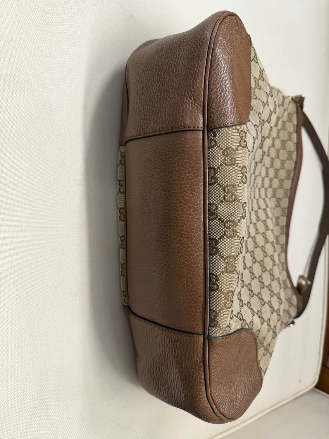 Gucci Monogram Canvas Bree Hobo Zipper Shoulder Bag