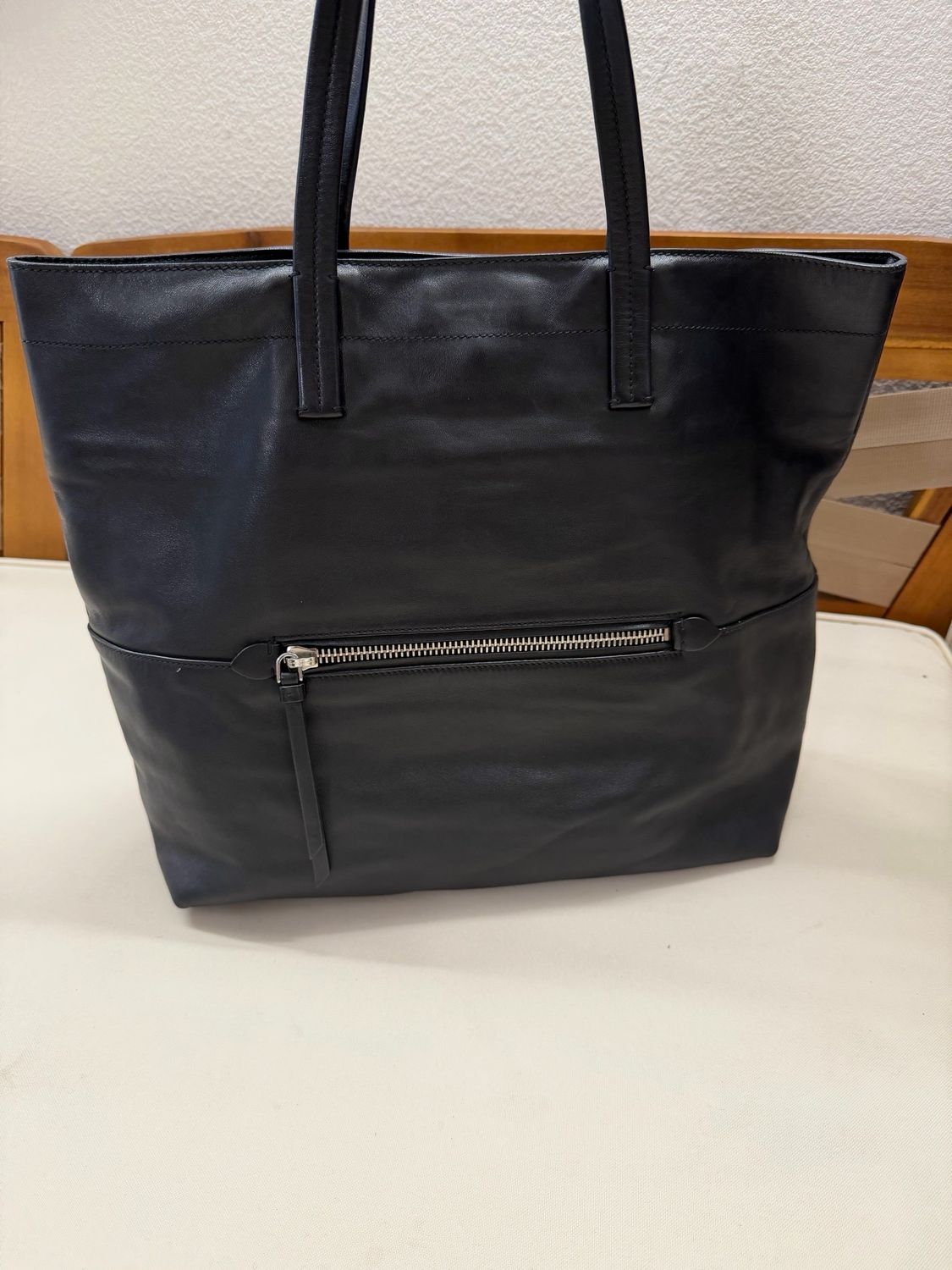 Miumiu Soft Calf Leather Shopper Tote Vertical in Black
