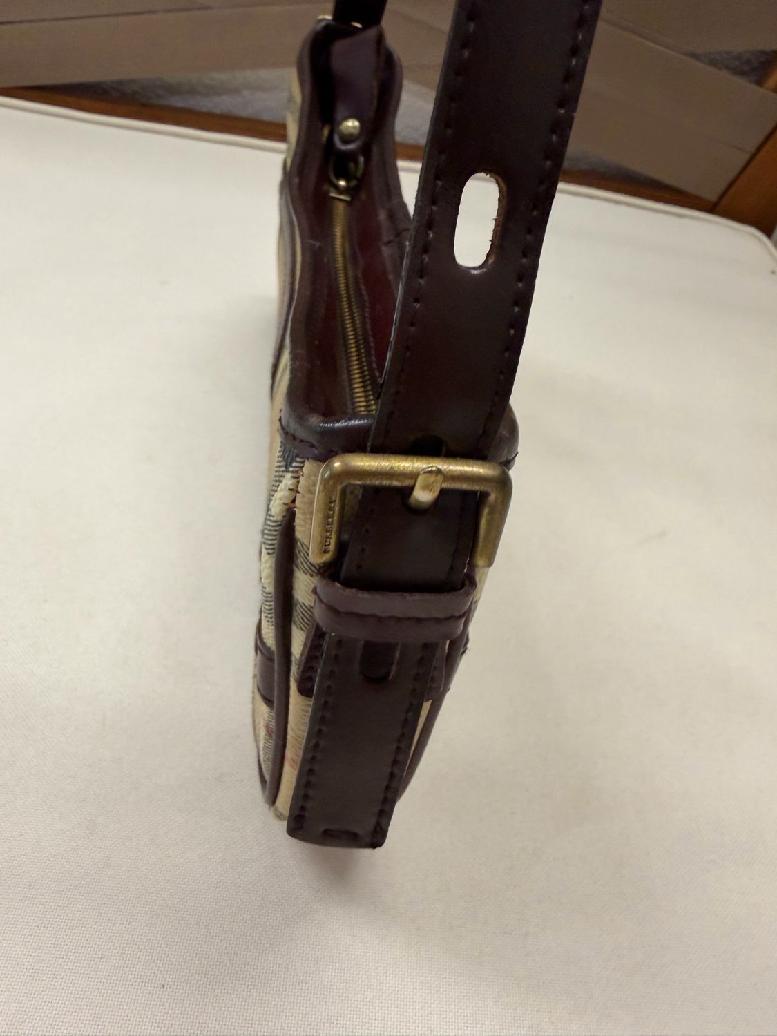 Burberry Haymarket Check Pochette Zipper Hobo Shoulder