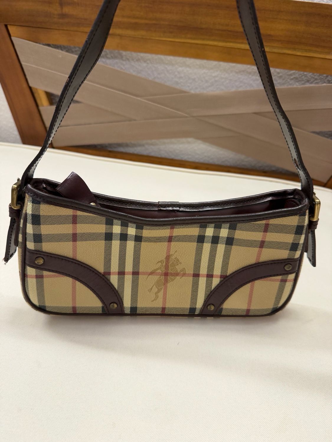 Burberry Haymarket Check Pochette Zipper Hobo Shoulder