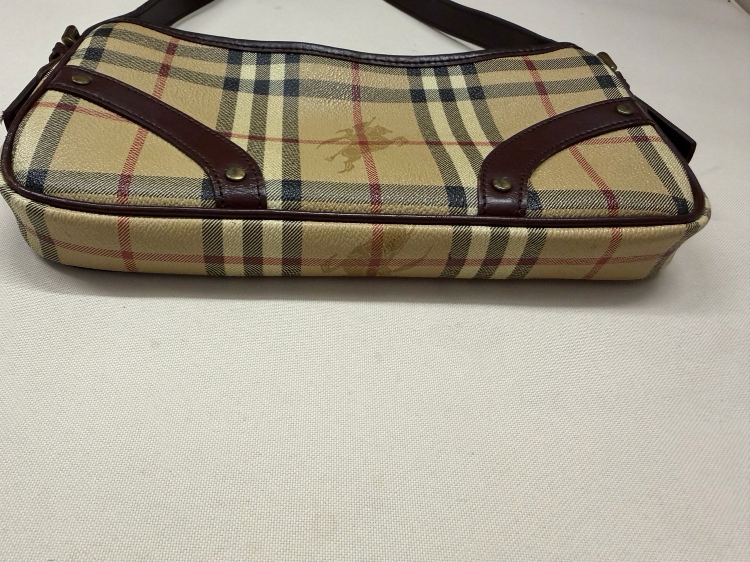 Burberry Haymarket Check Pochette Zipper Hobo Shoulder