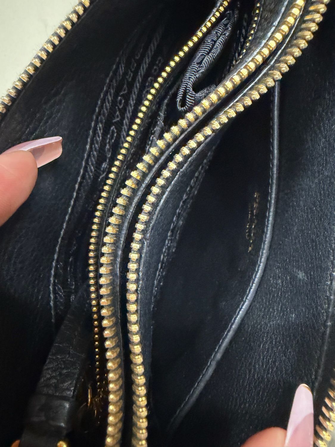 Prada Vitello Daino Leather Double Zipper Messenger Sling