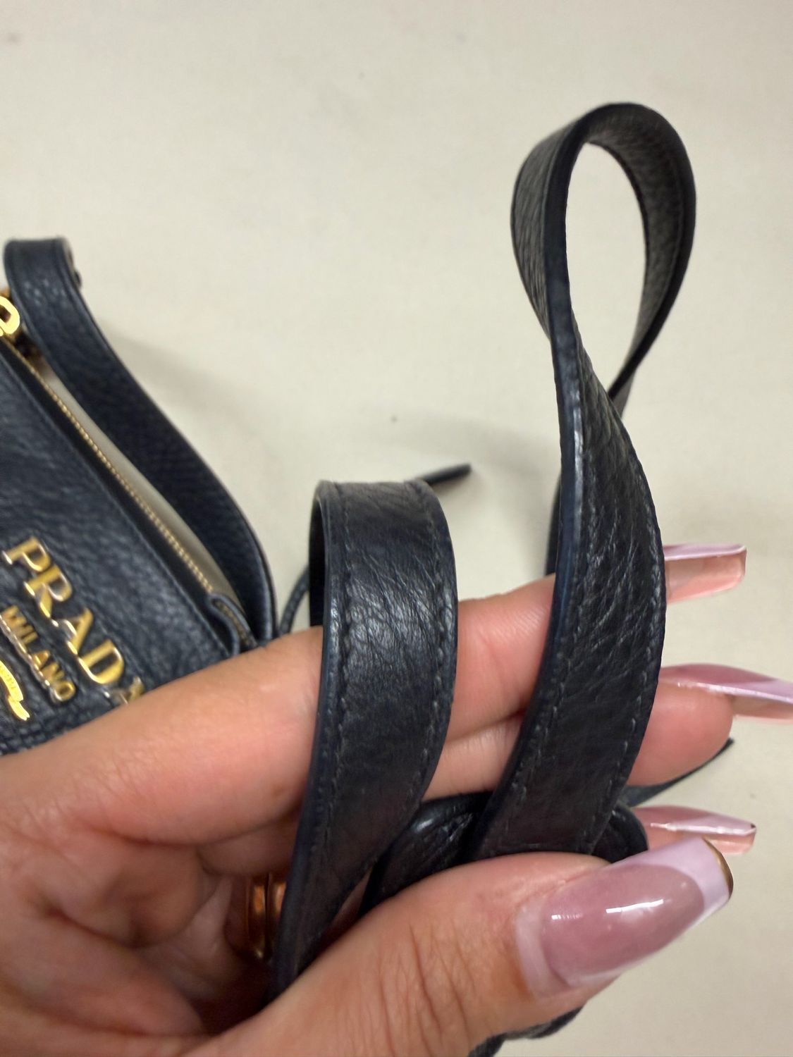 Prada Vitello Daino Leather Double Zipper Messenger Sling