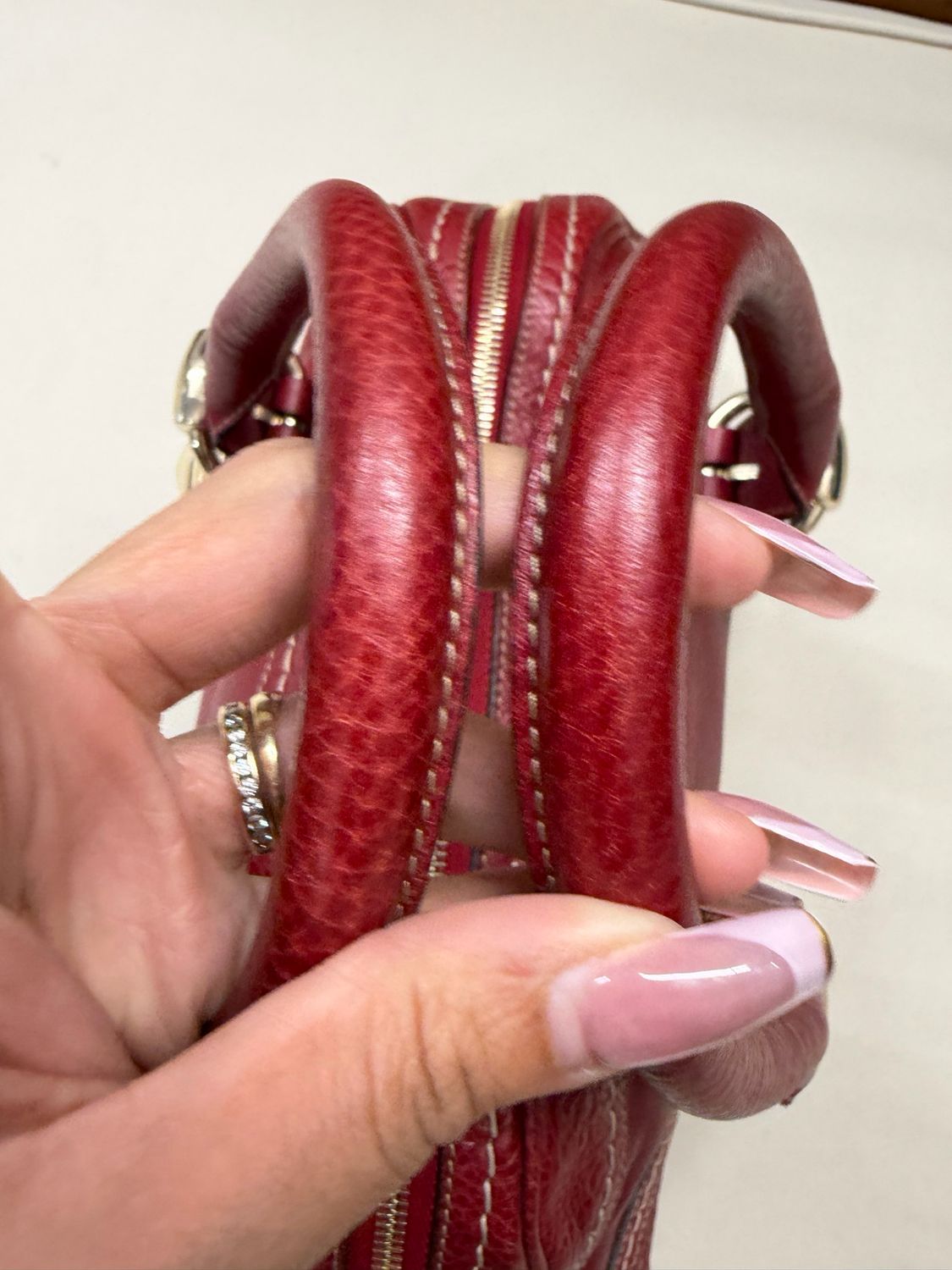 Gucci Leather Bowler Tote Shoulder in Red