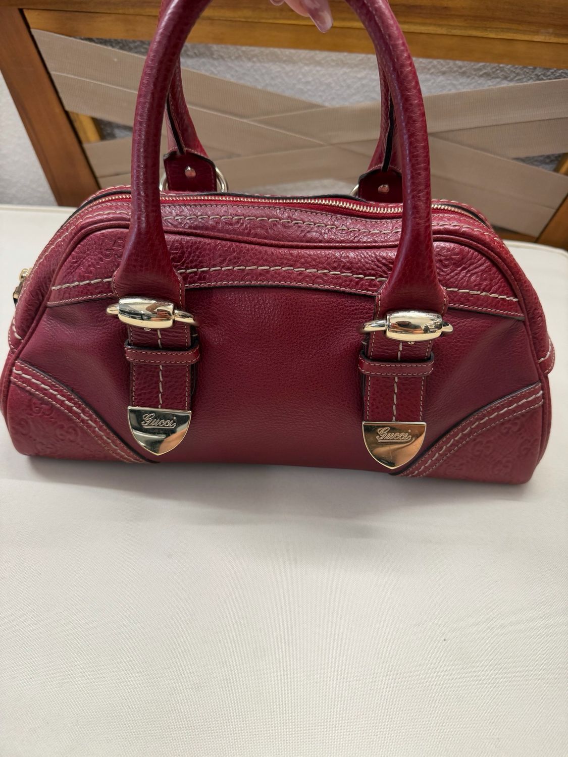 Gucci Leather Bowler Tote Shoulder in Red