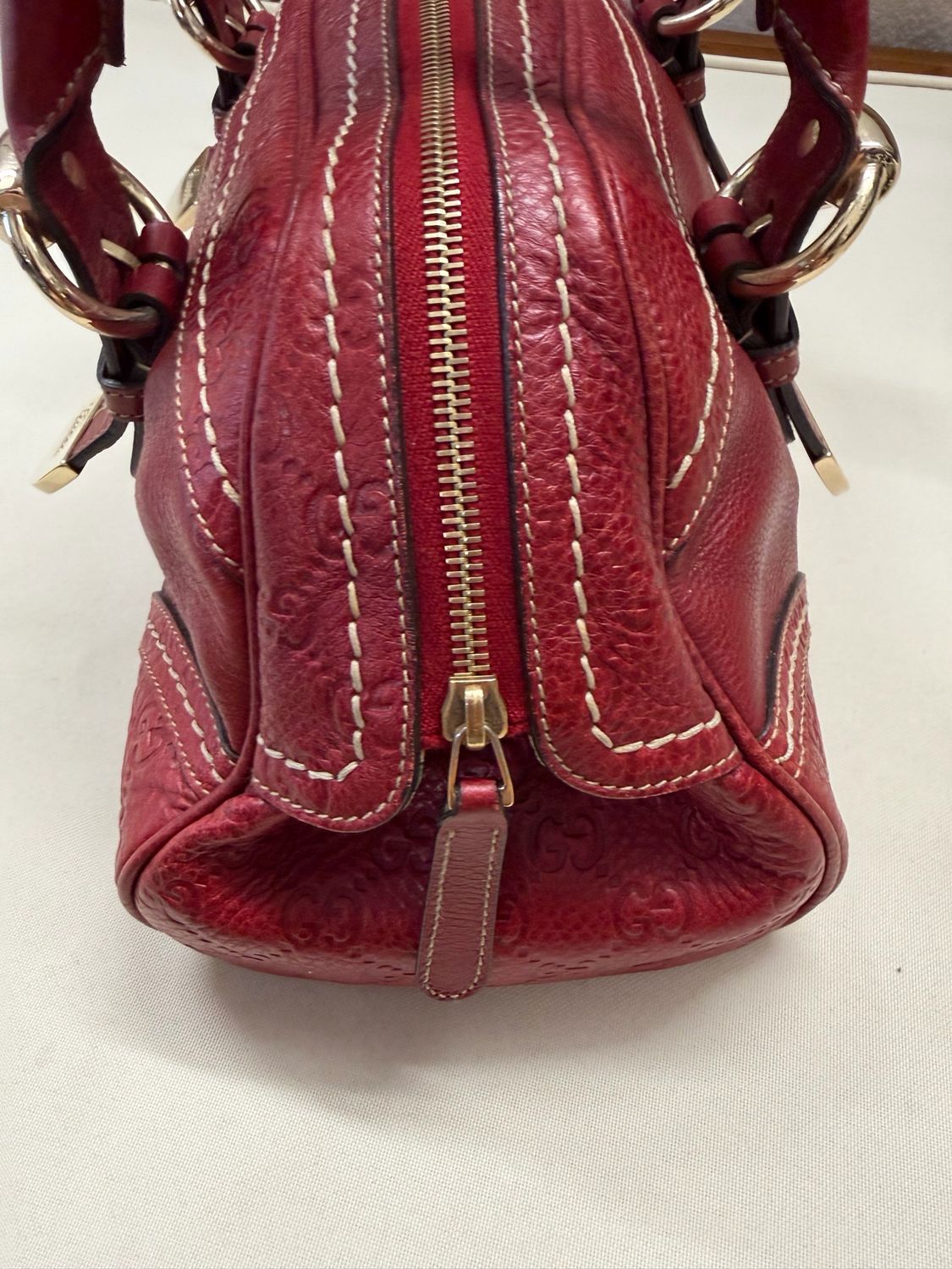 Gucci Leather Bowler Tote Shoulder in Red
