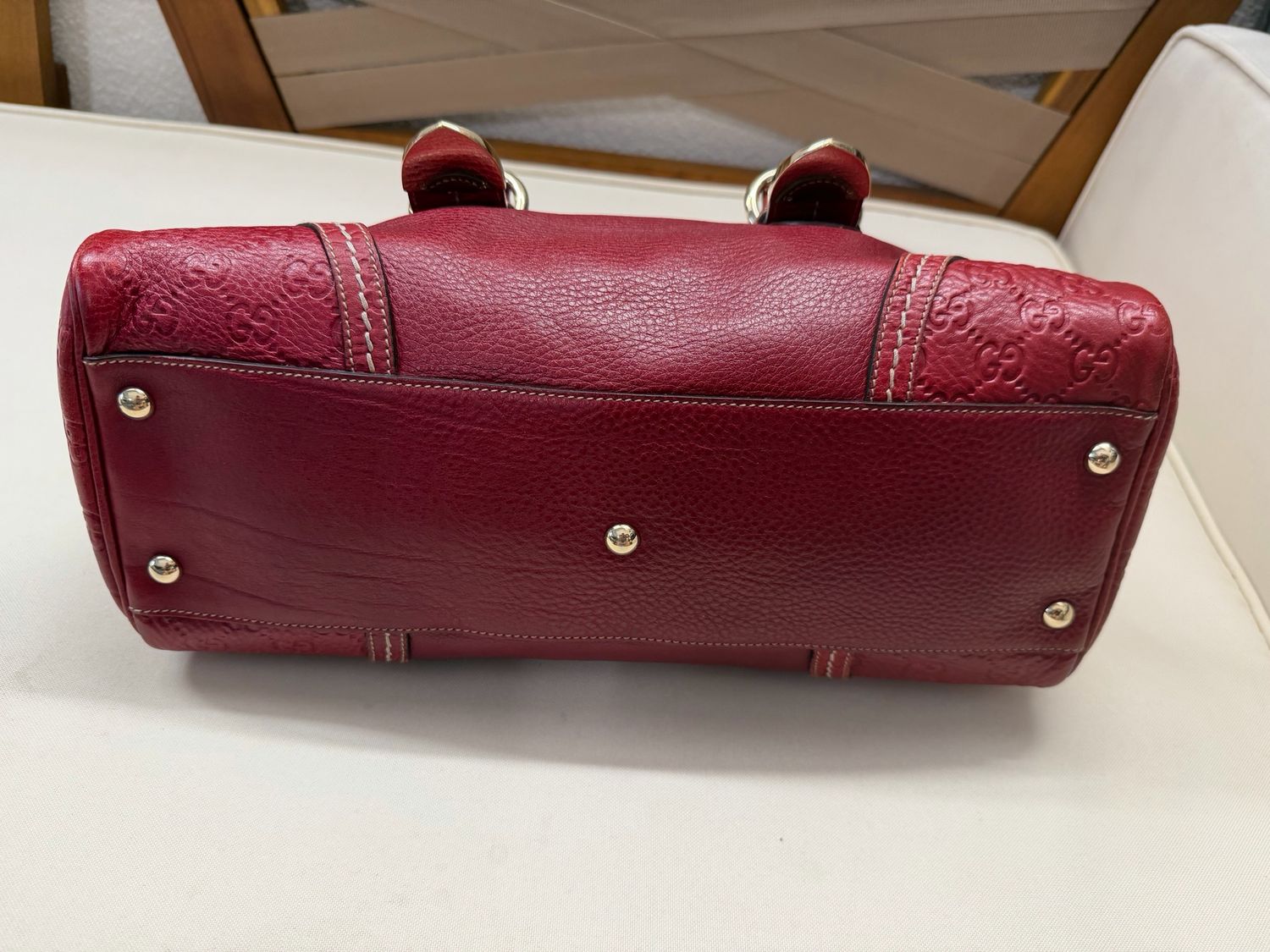 Gucci Leather Bowler Tote Shoulder in Red