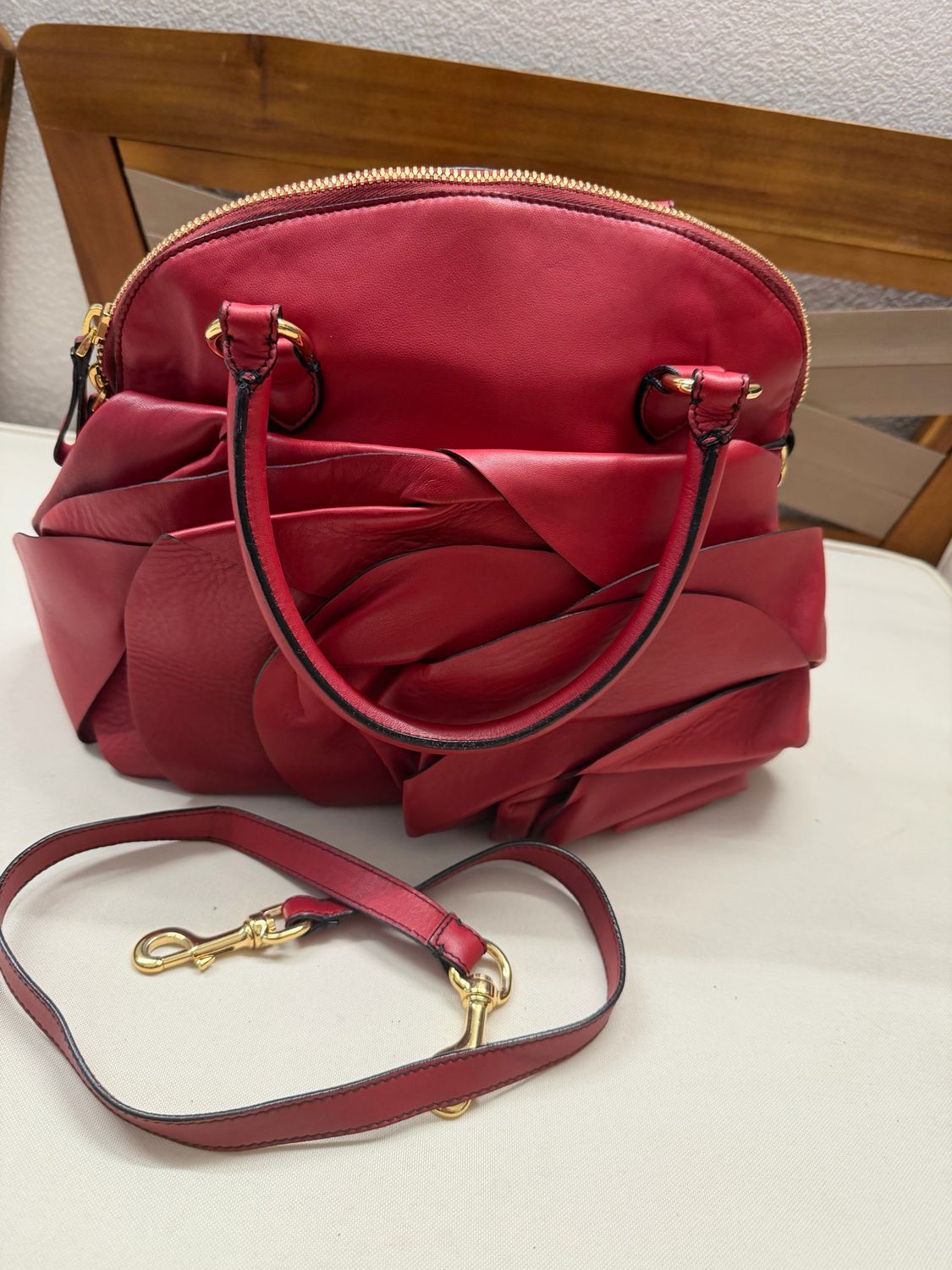 Valentino Petale Red Leather Sling Bag
