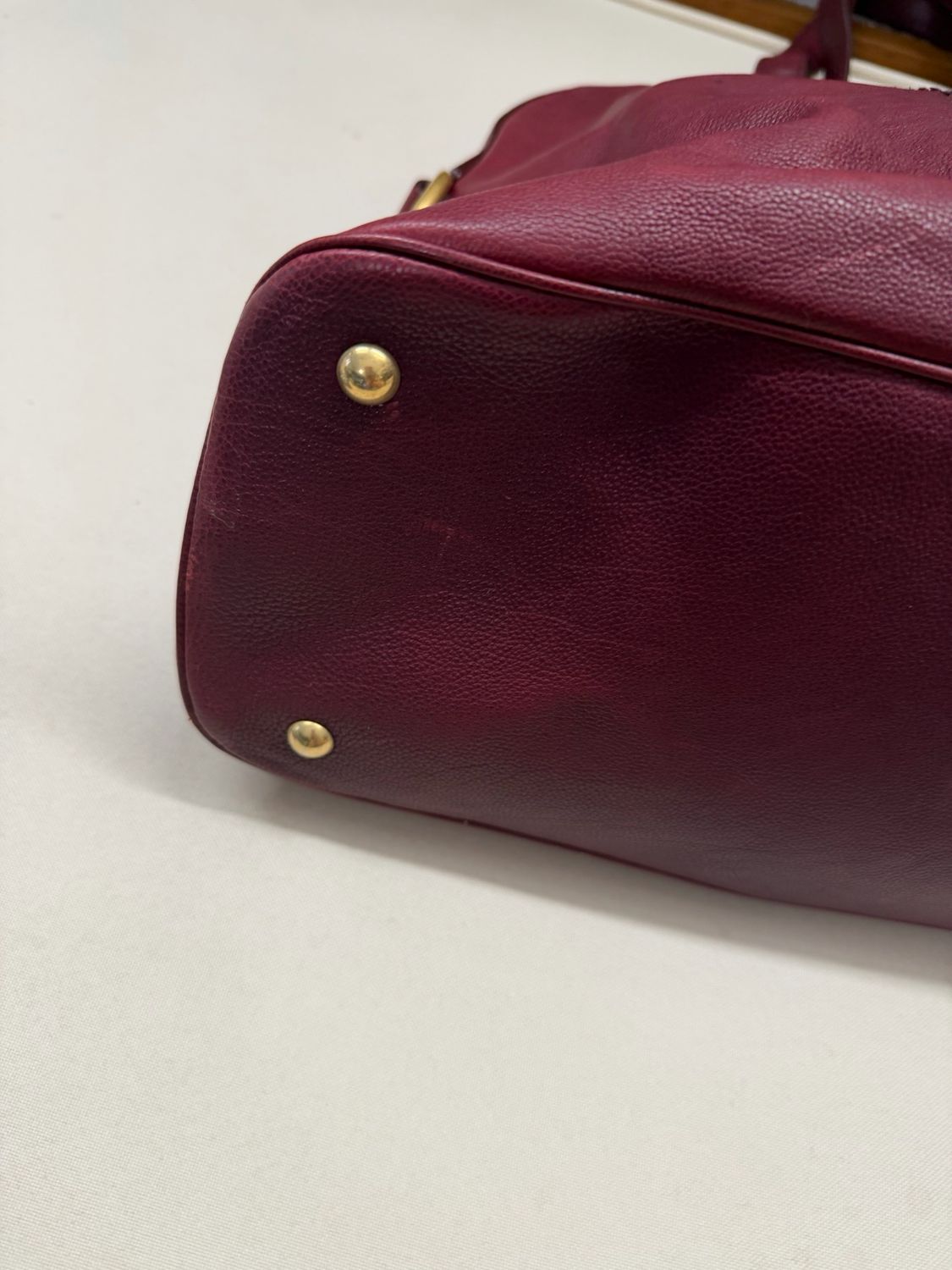 Yves Saint Laurent Muse Leather Tote in Burgundy