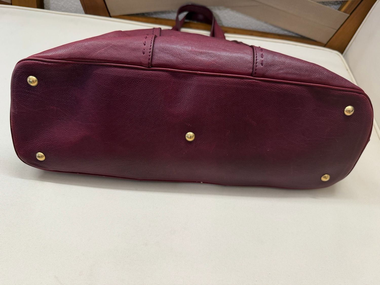 Yves Saint Laurent Muse Leather Tote in Burgundy