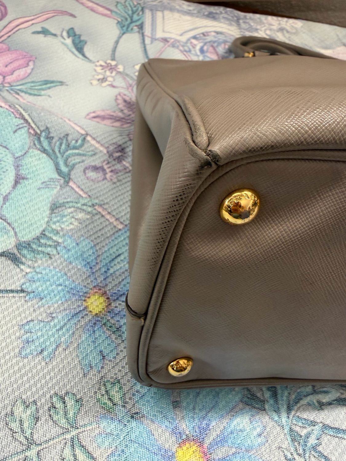 Prada Saffiano Lux Double Zipper Tote Medium in Gray