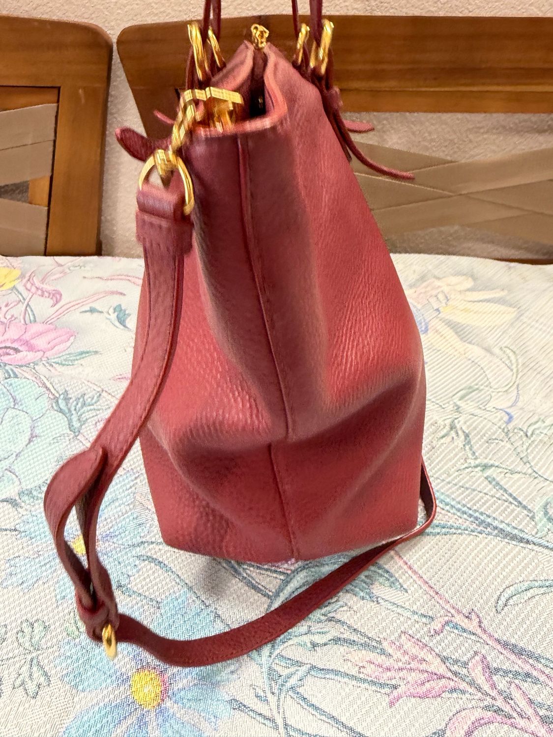 Miu Miu Pebbled Leather Shopper Tote Crossbody Sling 