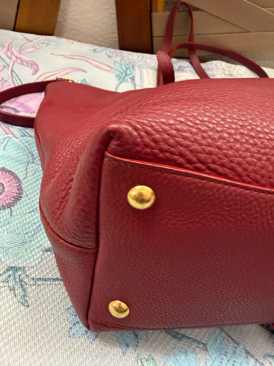 Miu Miu Pebbled Leather Shopper Tote Crossbody Sling 