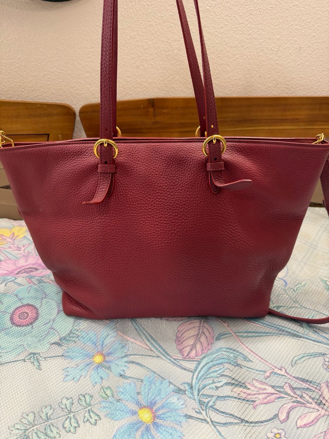 Miu Miu Pebbled Leather Shopper Tote Crossbody Sling 