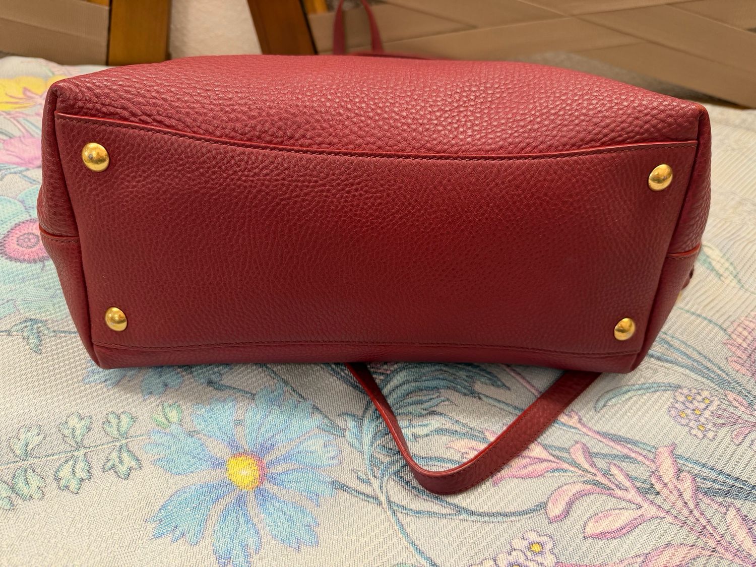 Miu Miu Pebbled Leather Shopper Tote Crossbody Sling 