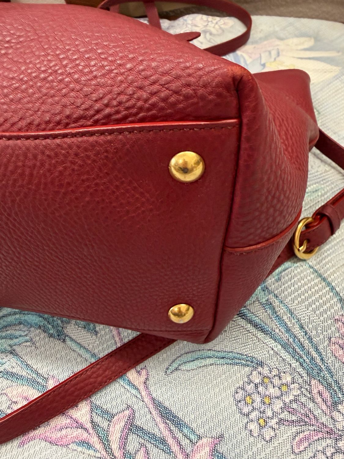 Miu Miu Pebbled Leather Shopper Tote Crossbody Sling 