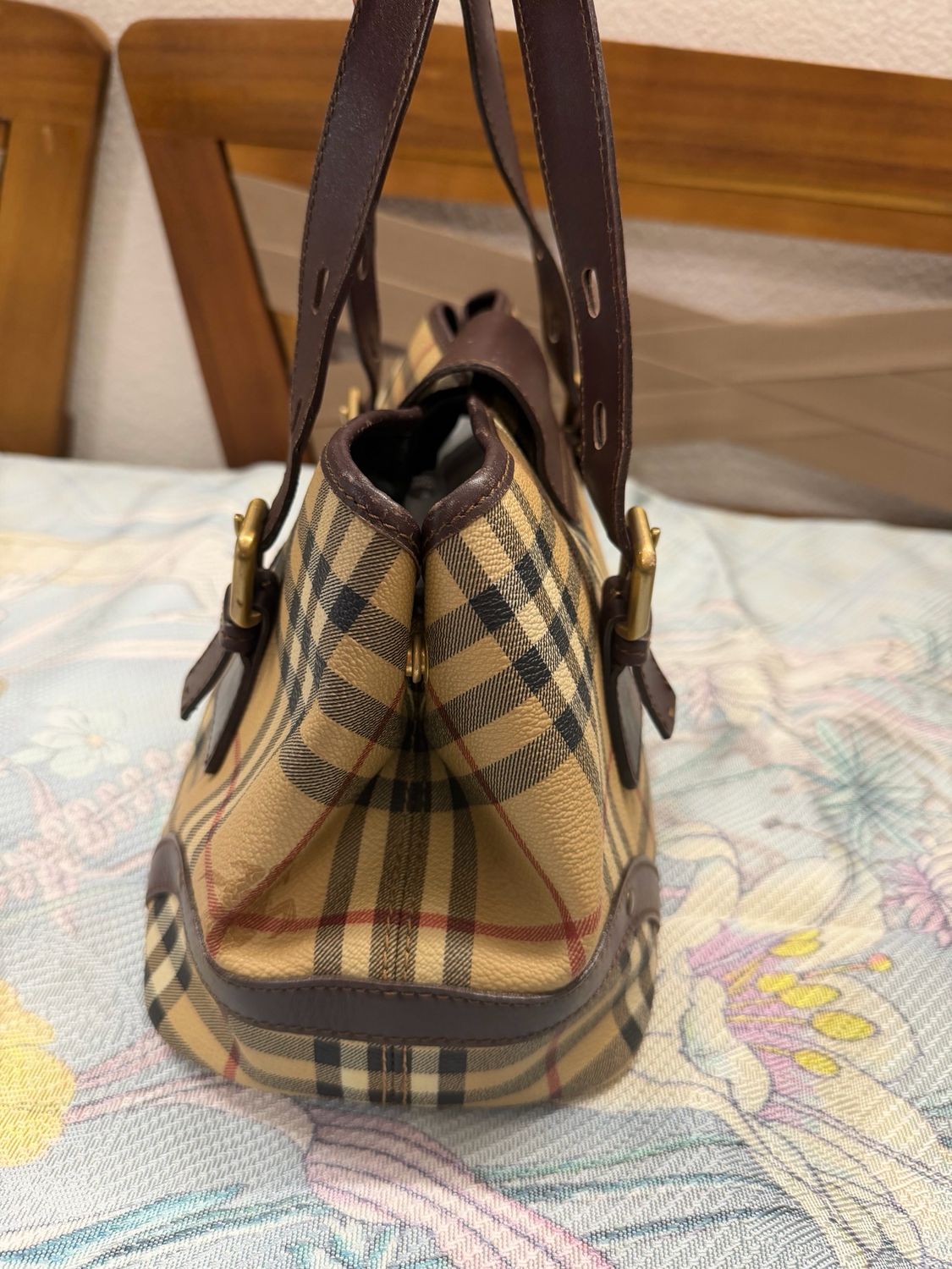 Burberry Haymarket Check Buckle Flap Tote
