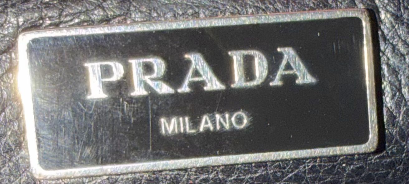 Prada Glace Calfskin Twin Tote Crossbody Sling in Black