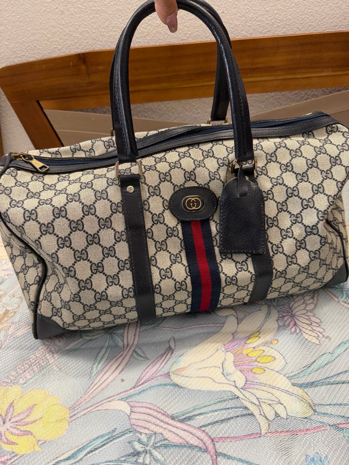 Gucci Supreme Boston Bowler Vintage Web Travel Satchel
