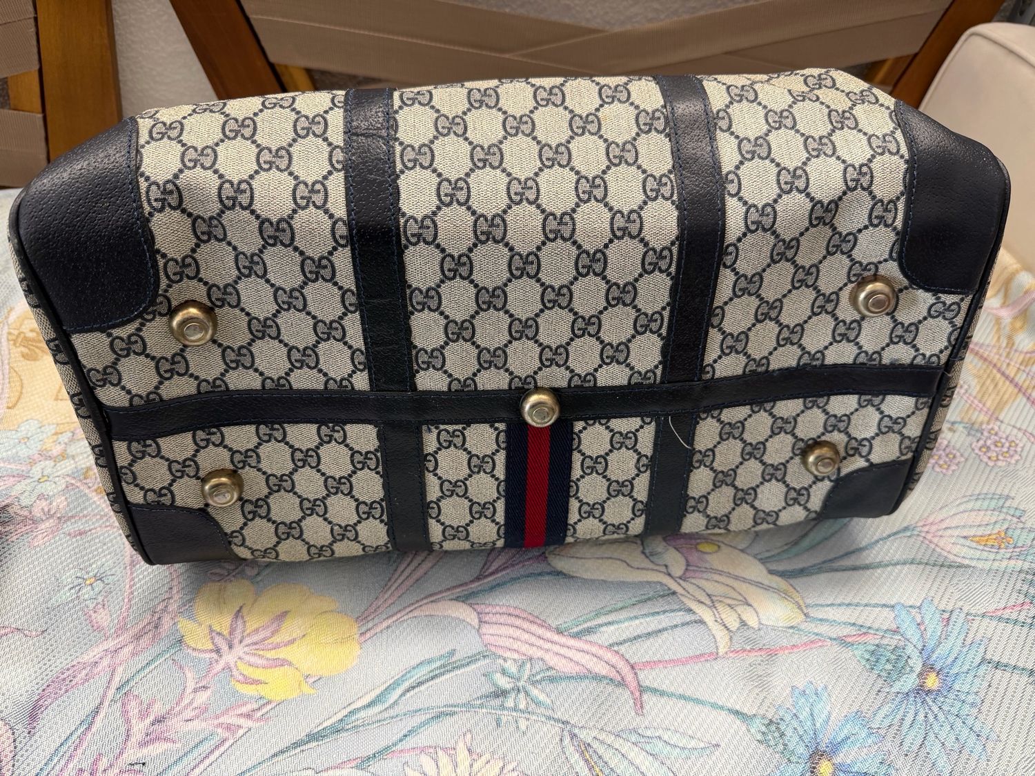 Gucci Supreme Boston Bowler Vintage Web Travel Satchel