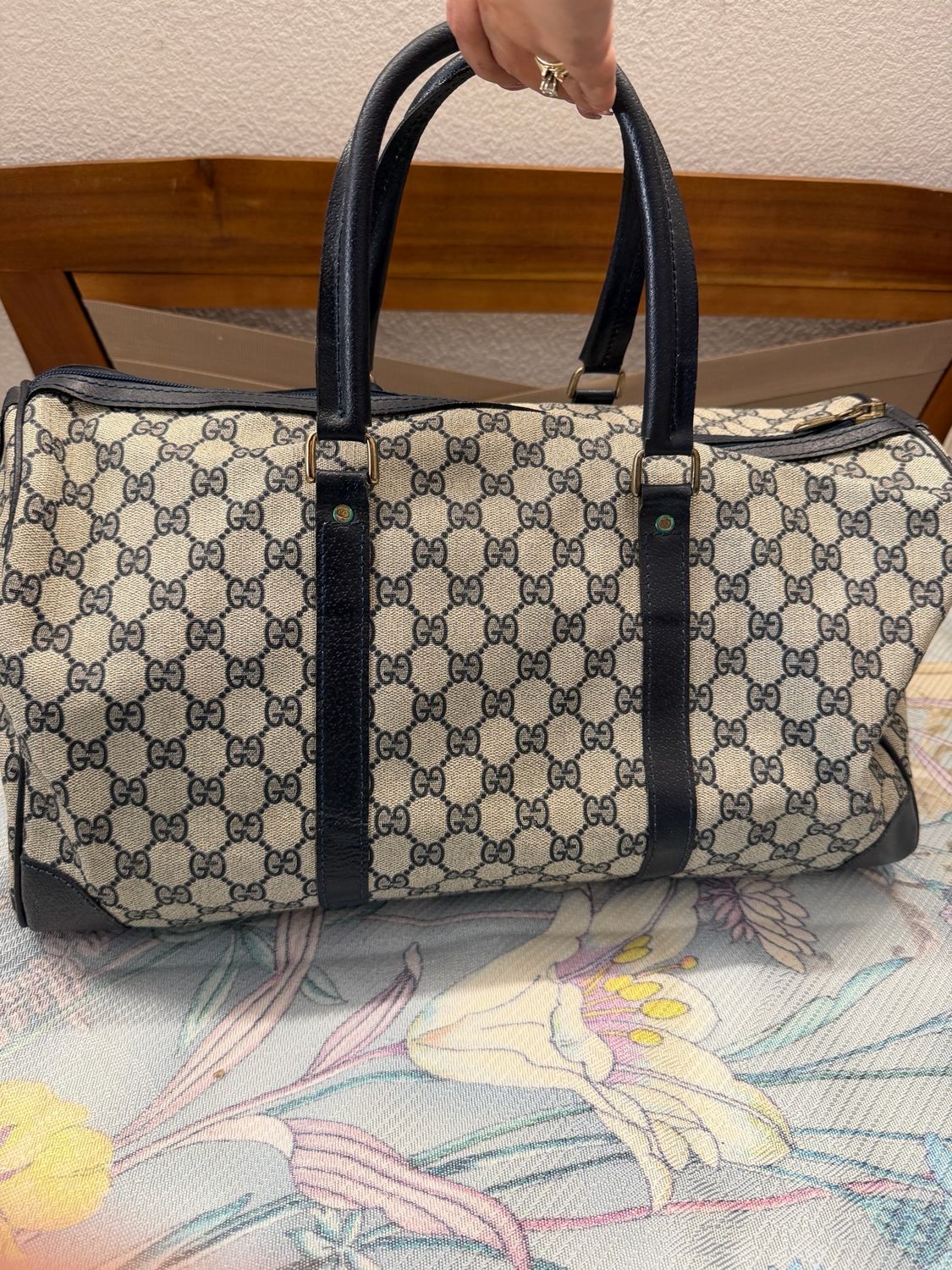 Gucci Supreme Boston Bowler Vintage Web Travel Satchel