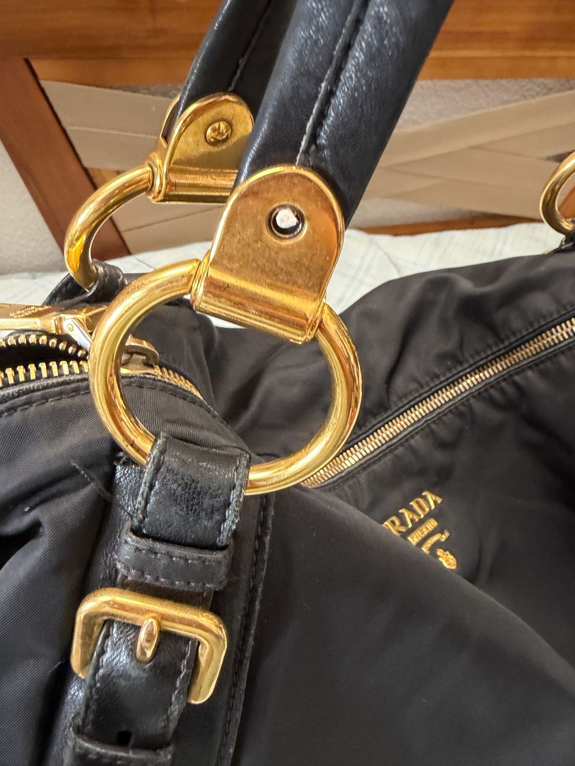 Prada Tessuto Nylon Tote Convertible Sling in Black