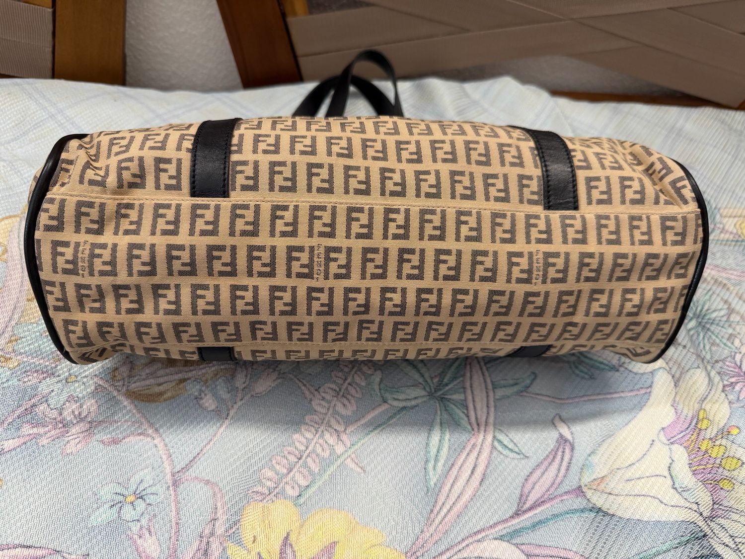 Fendi Zucchino Flap Canvas Vitello Shoulder Bag