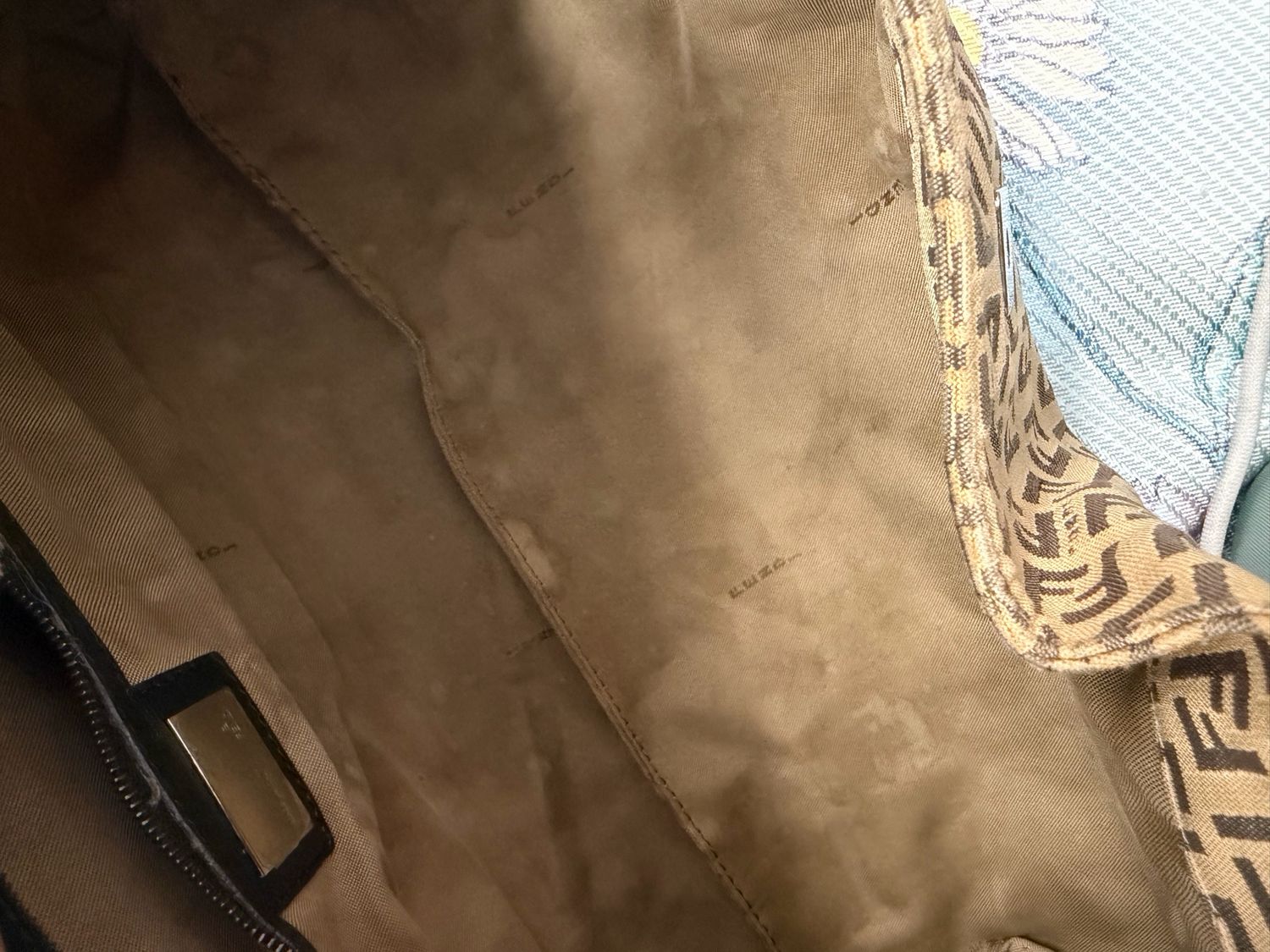 Fendi Zucchino Flap Canvas Vitello Shoulder Bag