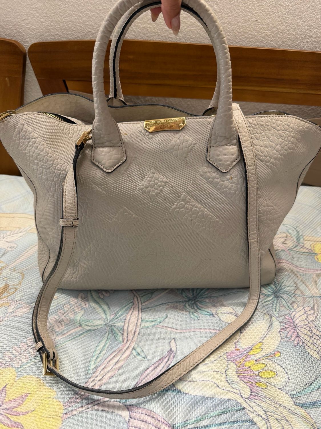 Burberry Heritage Grain Check Embossed Crossbody  Sling