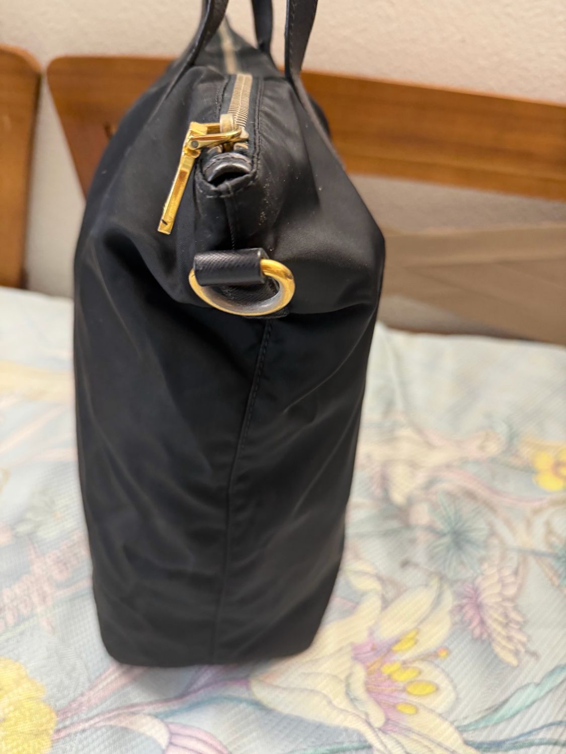 Prada Nylon Tessuto Saffiano Trimmed Zipper Tote Crossbody In Black