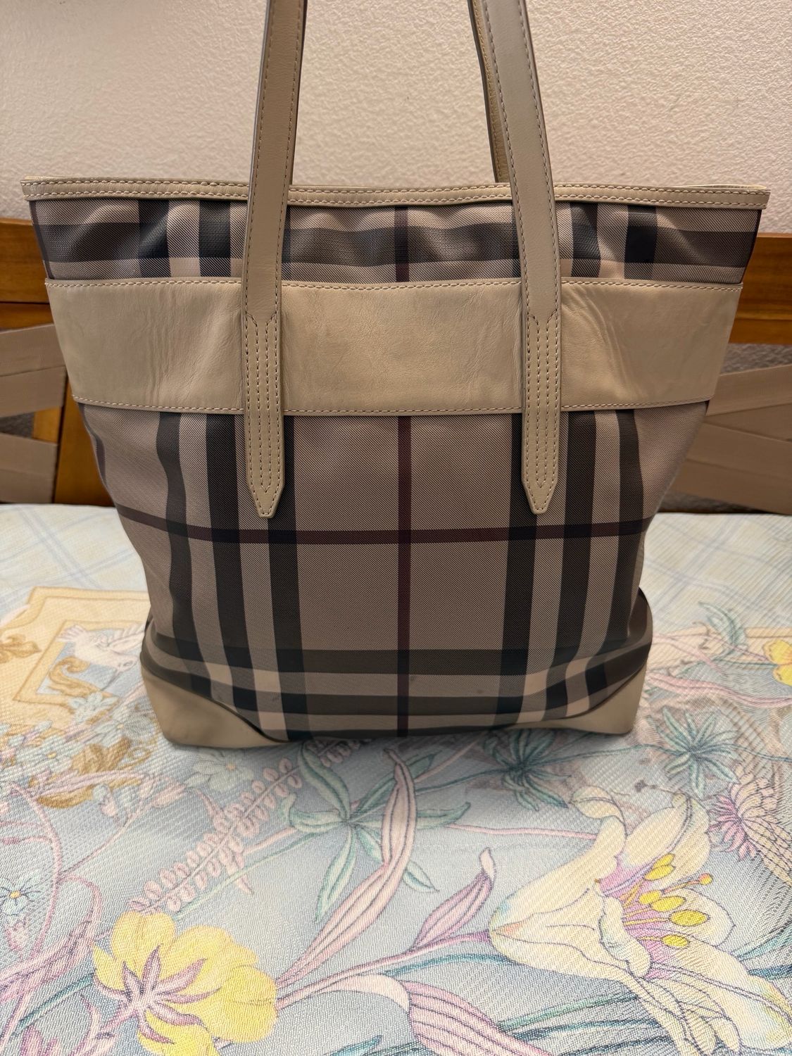 Burberry Haymarket Smoke Check Marlow Tote Shoulder Bag