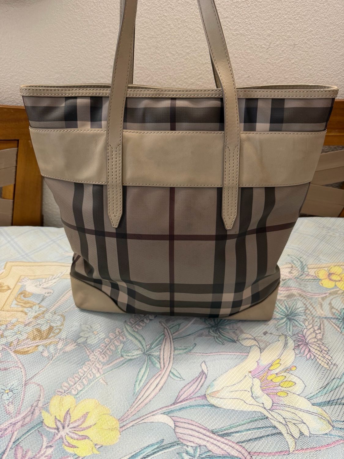 Burberry Haymarket Smoke Check Marlow Tote Shoulder Bag