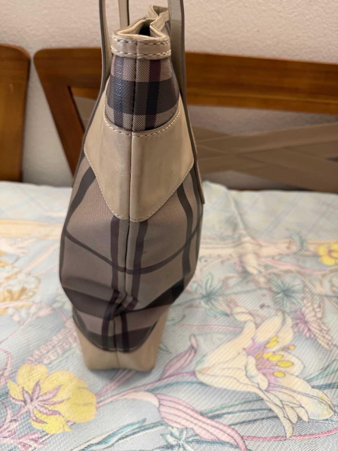 Burberry Haymarket Smoke Check Marlow Tote Shoulder Bag