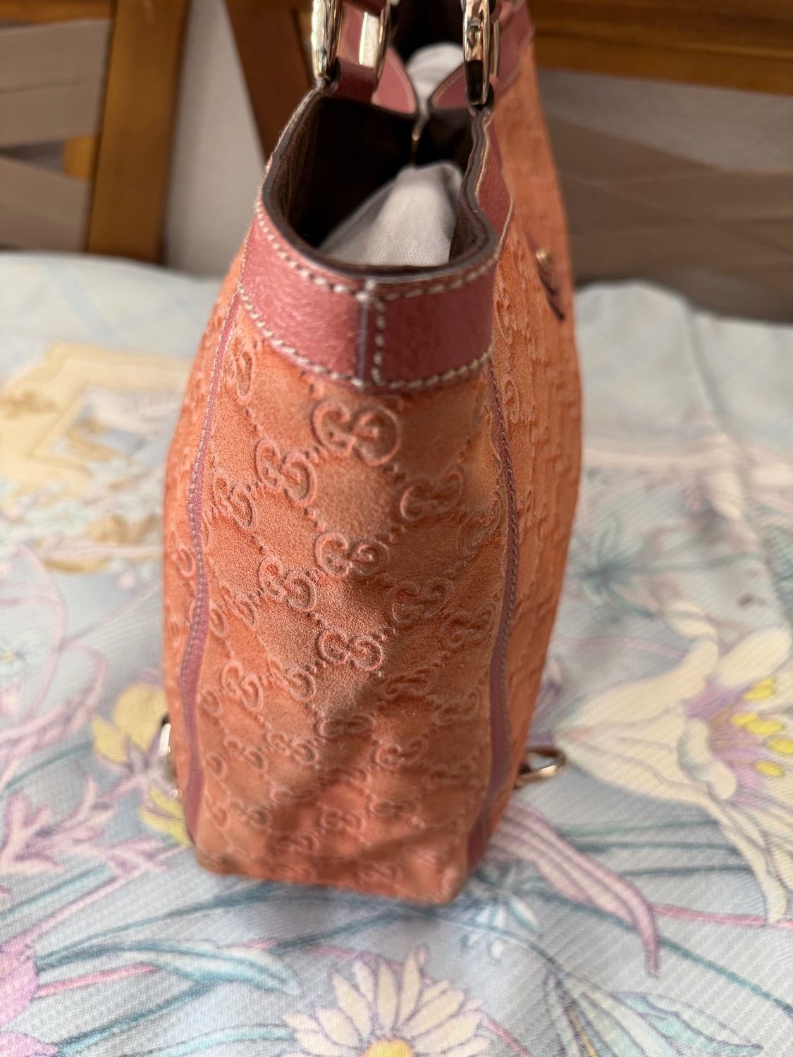 Gucci Monogram Abbey Shopper Tote Suede